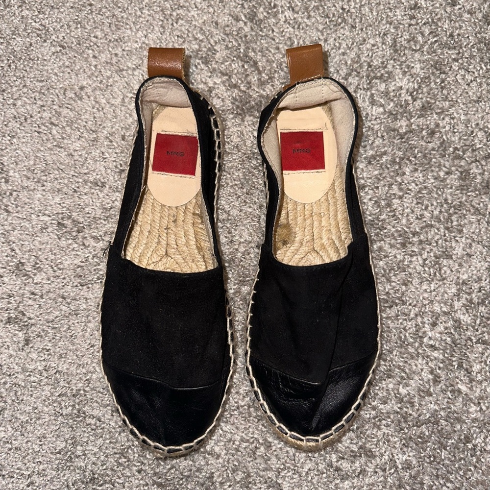 Mango Black Two Leather Espadrilles